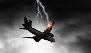 lightning strikes an aircraft in flight